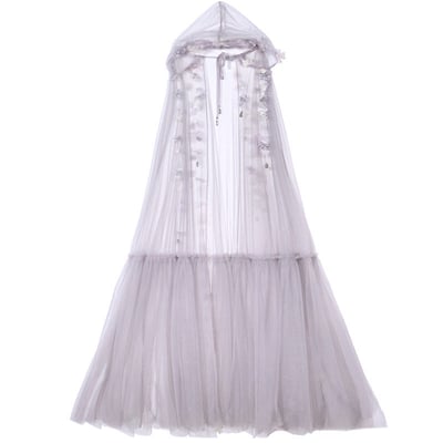 Moonlit Beast Spirit — Handmade Floral Fairy Sheer Tulle Hooded Cape
