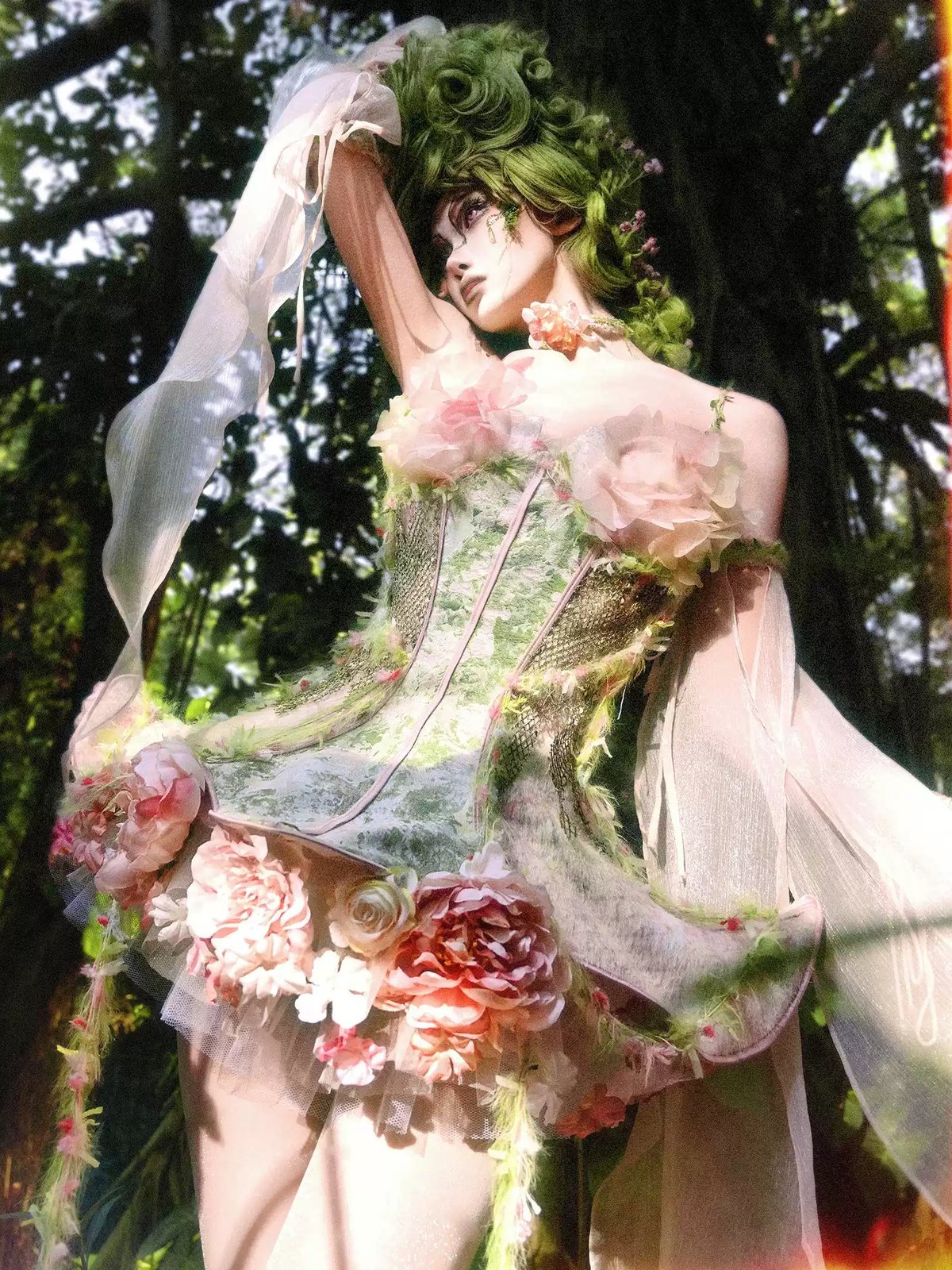 Forest Spirit Floral Boned Corset Dress