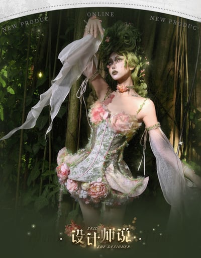 Forest Spirit Floral Boned Corset Dress