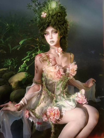 Forest Spirit Floral Boned Corset Dress