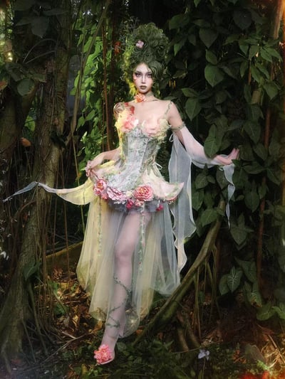 Forest Spirit Floral Boned Corset Dress