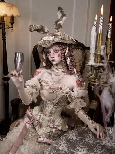 Cupid's Verse Rococo Bunny-Ear Bonnet