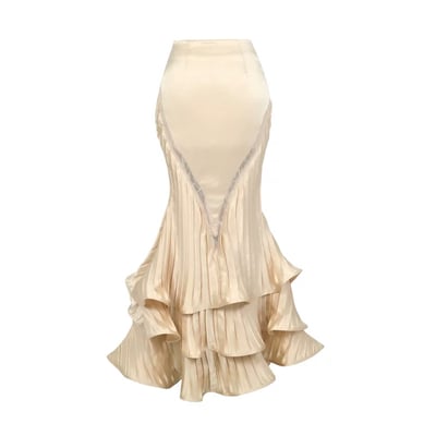 Cupid's Verse Satin Pleated Mermaid Skirt