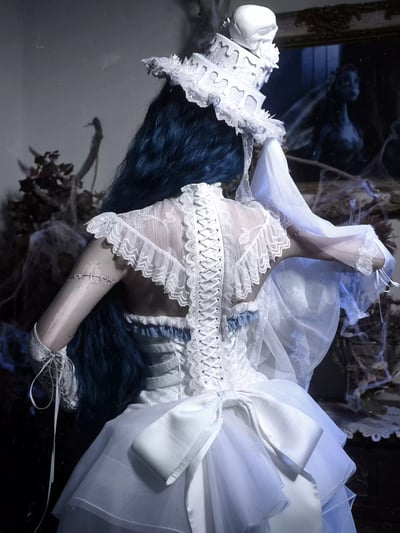 Corpse Bride Gothic Lace Chiffon Trailing Top