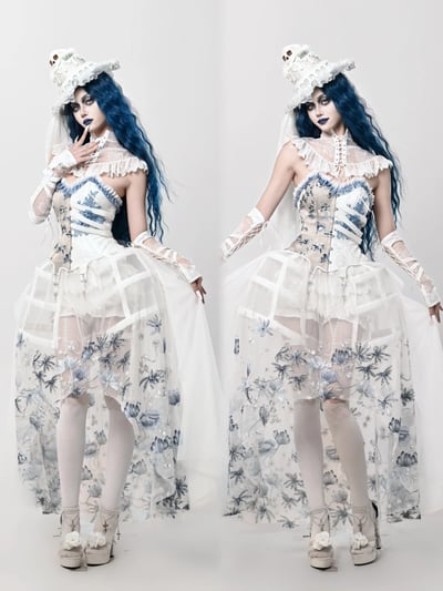 Corpse Bride Gothic Lace Chiffon Trailing Top