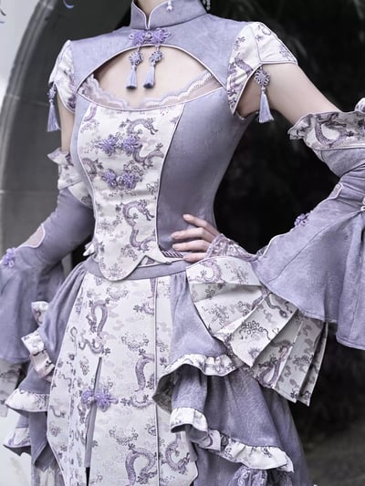 Chenxiang Yin Dragon-Jacquard Qipao Top