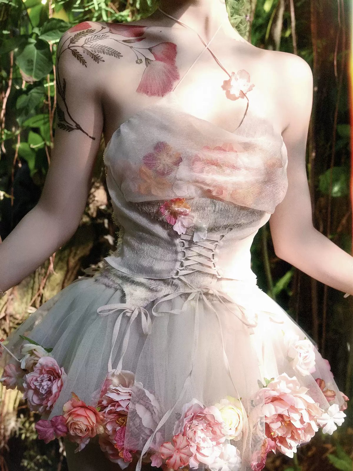 Forest Spirit Faux-Floral Chiffon Camisole