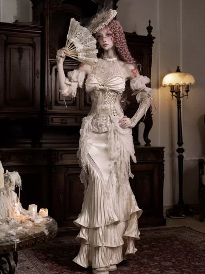 Cupid's Verse Rococo Lace Boned Corset Top