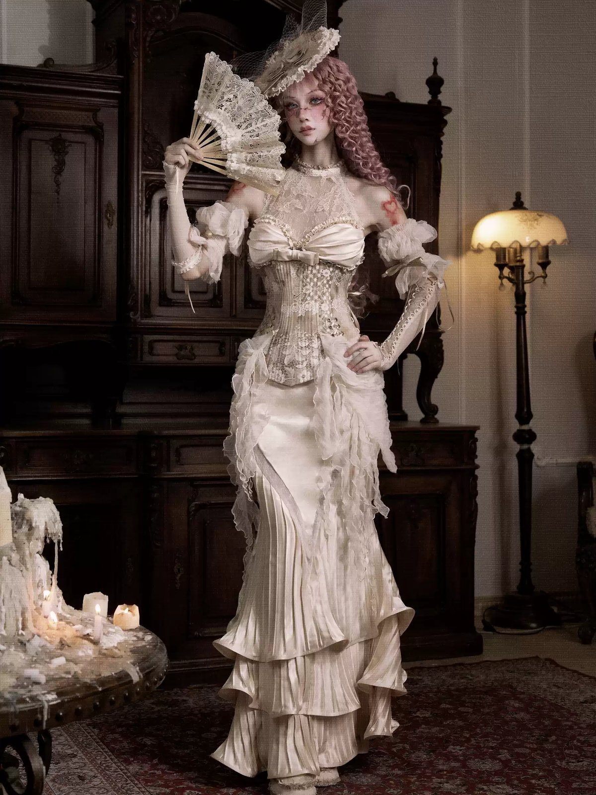 Cupid's Verse Rococo Lace Boned Corset Top