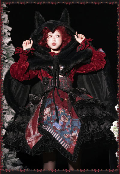 Werewolf — Black Fur Cape with Hood and Tail