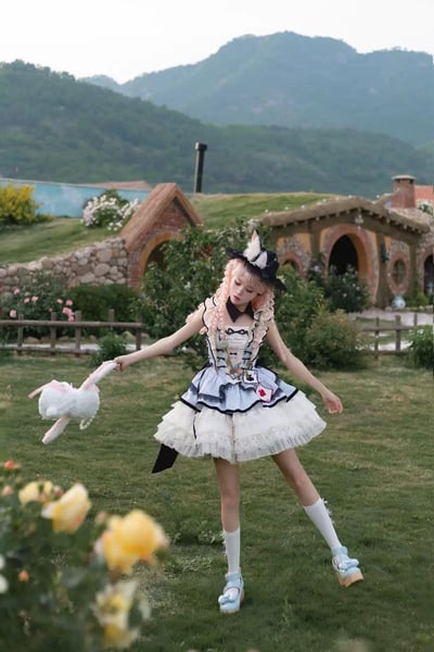 Bunny Magic Lolita Dress (Blue, Large Set)