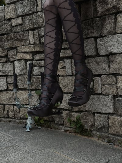 Gothic Fang-Heel Lace-Up Satin Heels