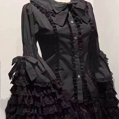 Lace Hime-Sleeve Bow Blouse
