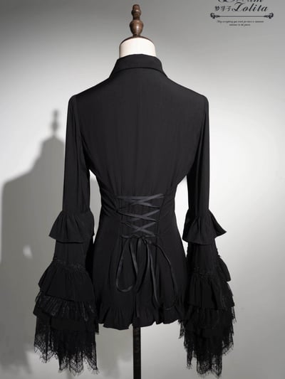 Spider Feather Lace Hime-Sleeve Blouse