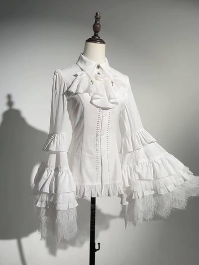 Spider Feather Lace Hime-Sleeve Blouse