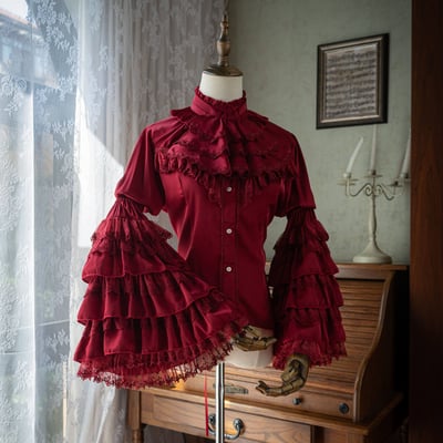 3498 Gothic Hime-Sleeve Blouse and Jabot Set