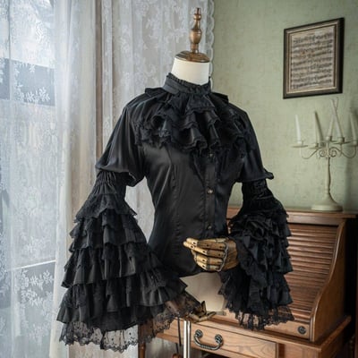 3498 Gothic Hime-Sleeve Blouse and Jabot Set