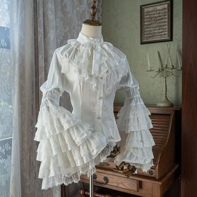 3498 Gothic Hime-Sleeve Blouse and Jabot Set