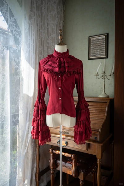 3498 Gothic Hime-Sleeve Blouse and Jabot Set