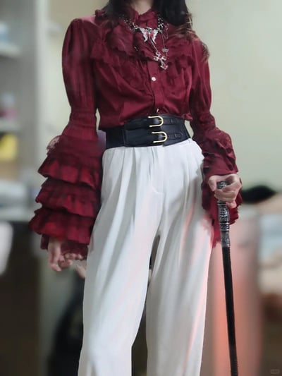 3498 Gothic Hime-Sleeve Blouse and Jabot Set