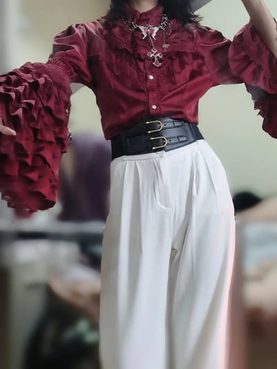 3498 Gothic Hime-Sleeve Blouse and Jabot Set
